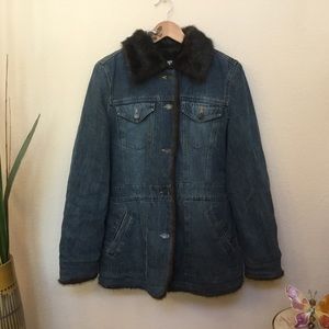 Marvin Richards Faux Fur Lined Denim Jacket Small